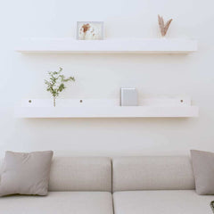 vidaXL Wall Shelves 2 pcs White 110x12x9 cm Solid Wood Pine 1
