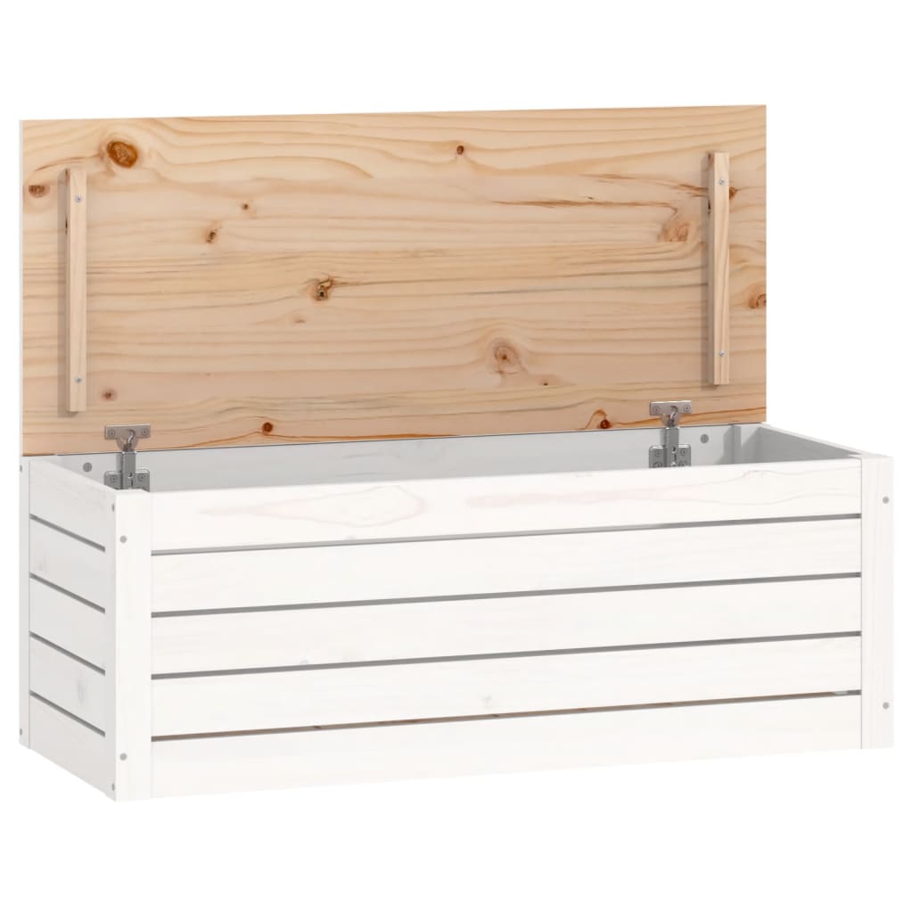 vidaXL Storage Box White 89x36,5x33 cm Solid Wood Pine 2