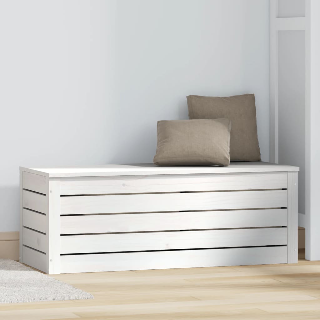 vidaXL Storage Box White 89x36,5x33 cm Solid Wood Pine 3