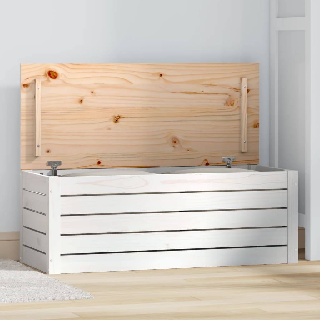 vidaXL Storage Box White 89x36,5x33 cm Solid Wood Pine 1