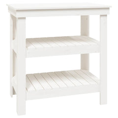 Work Bench Solid Wood Pine White 78.5 x 50 x 80 cm