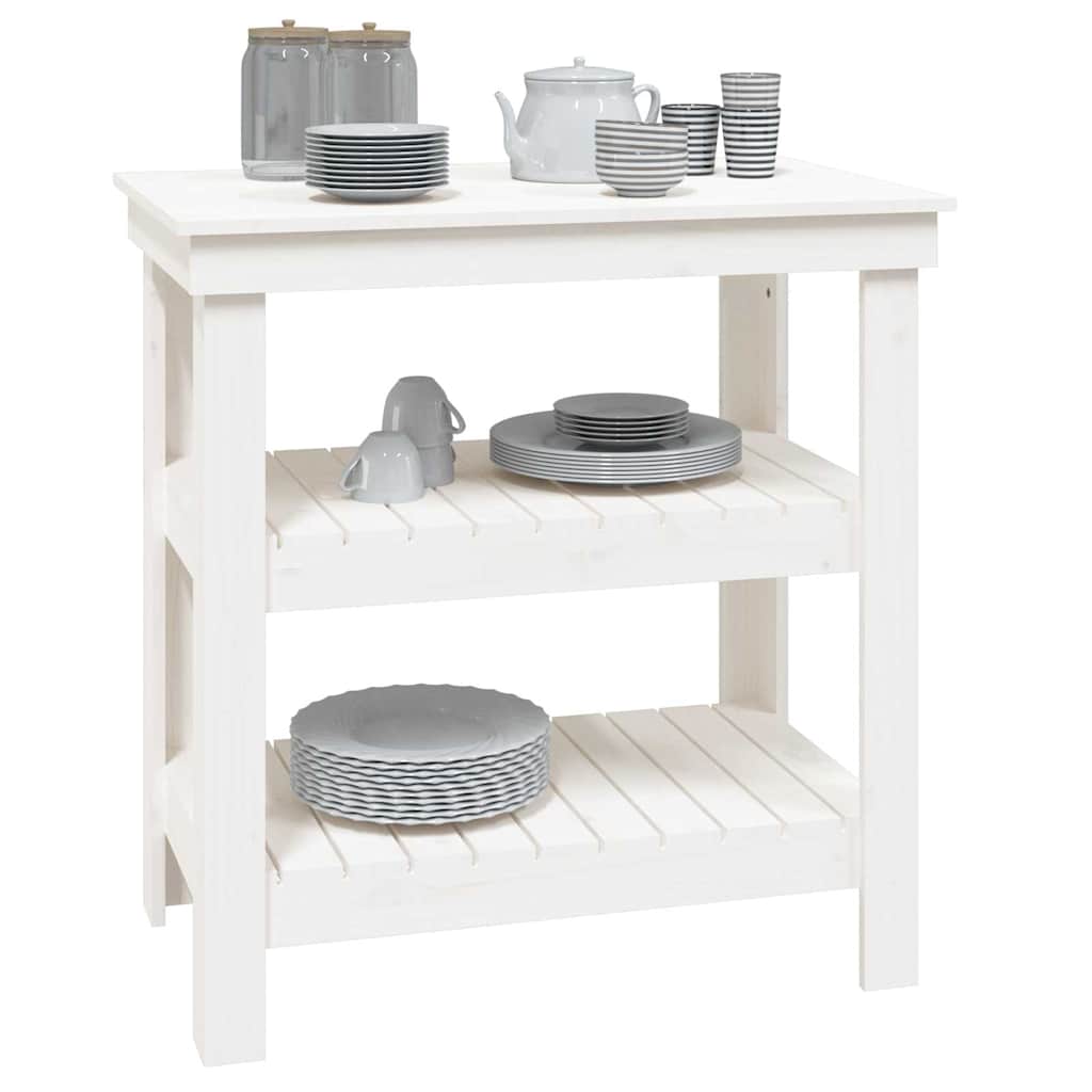 Work Bench Solid Wood Pine White 78.5 x 50 x 80 cm