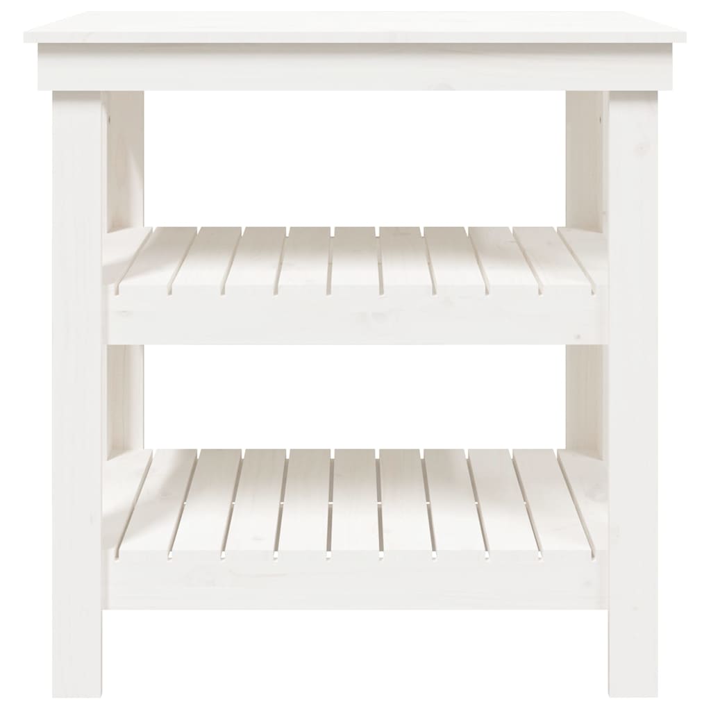 Work Bench Solid Wood Pine White 78.5 x 50 x 80 cm