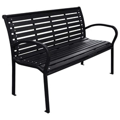vidaXL Garden Bench Black 116 cm Steel and WPC 1