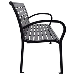 vidaXL Garden Bench Black 116 cm Steel and WPC 3