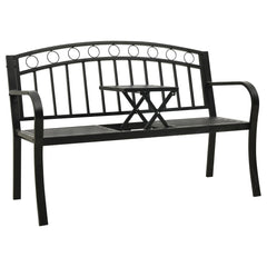 vidaXL Garden Bench with Table Black 120 cm Steel 1