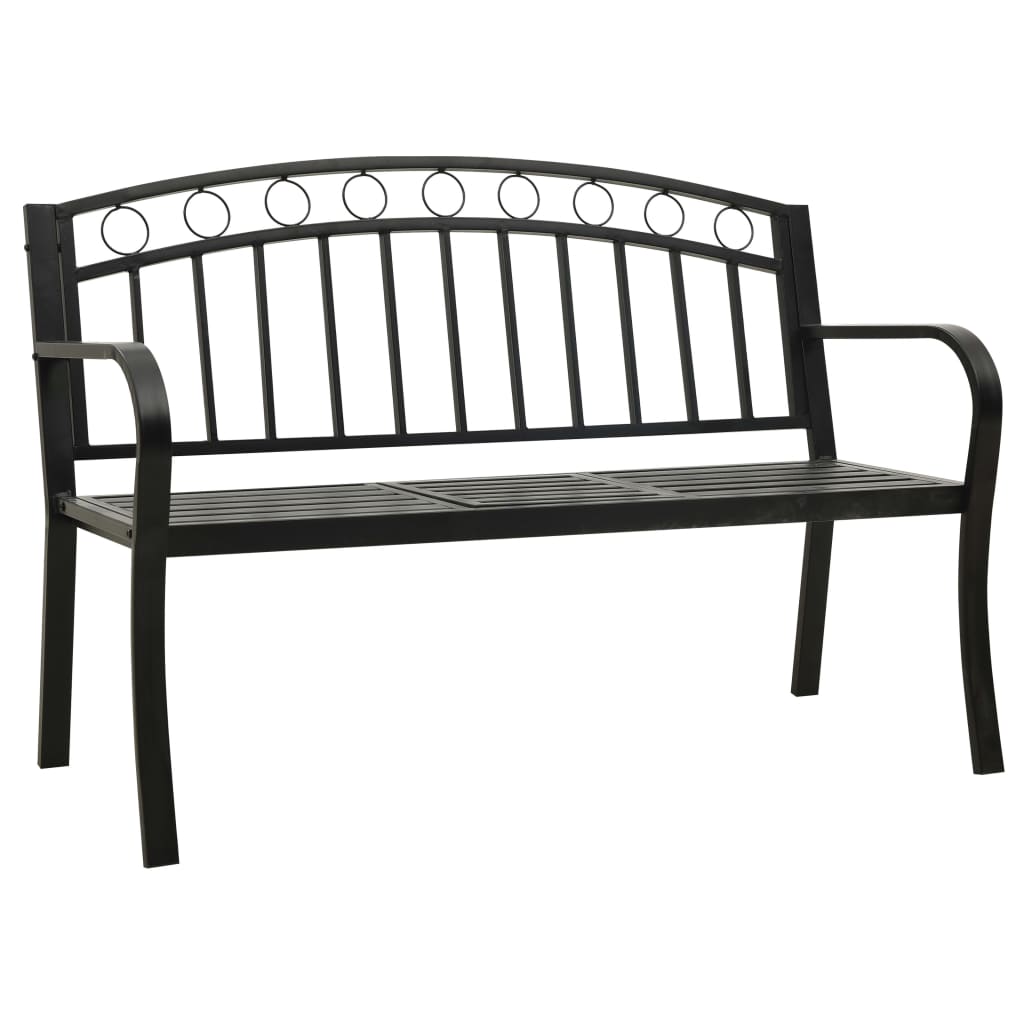 vidaXL Garden Bench with Table Black 120 cm Steel 2