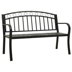 vidaXL Garden Bench with Table Black 120 cm Steel 2