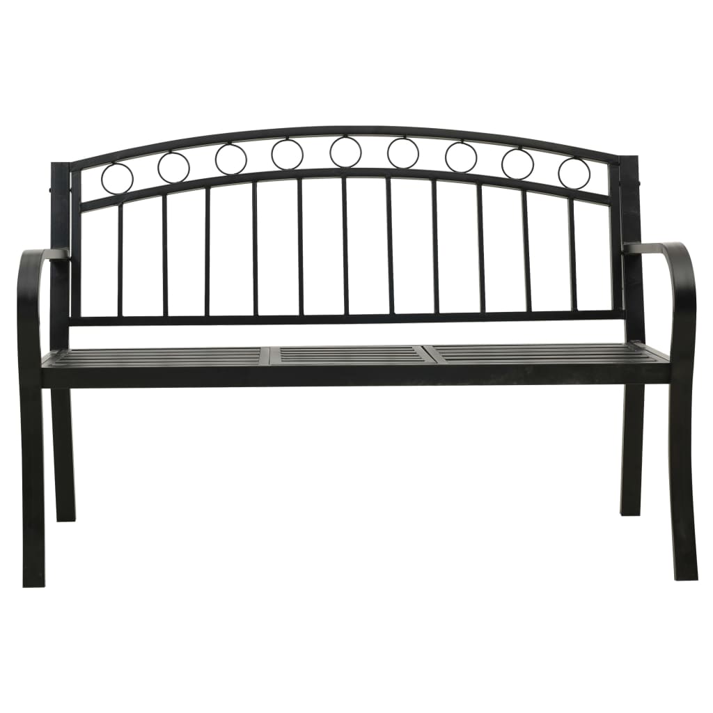 vidaXL Garden Bench with Table Black 120 cm Steel 3