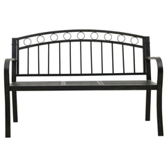 vidaXL Garden Bench with Table Black 120 cm Steel 3