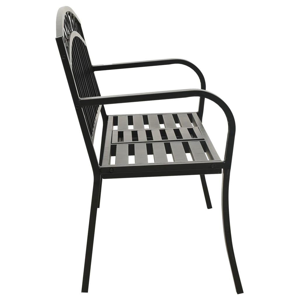 vidaXL Garden Bench with Table Black 120 cm Steel 4