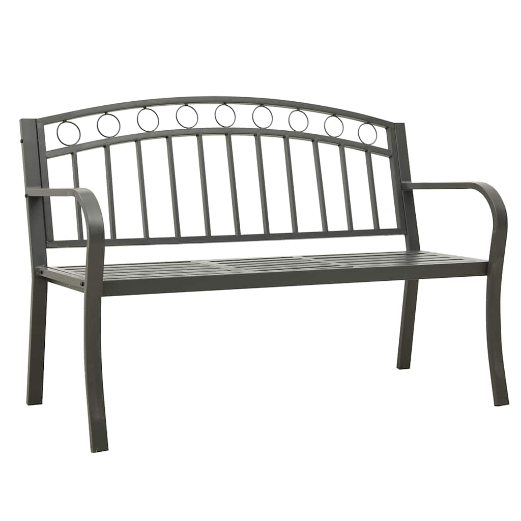vidaXL Garden Bench with Table Grey 120 cm Steel 2