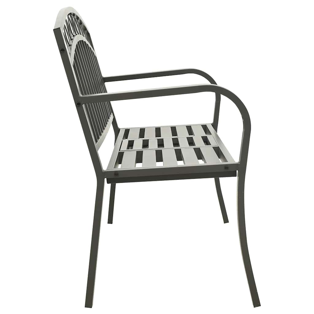 vidaXL Garden Bench with Table Grey 120 cm Steel 4
