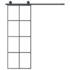 Sliding Door with Hardware Set ESG Glass&Aluminium 76 x 205 cm 4x2 grids