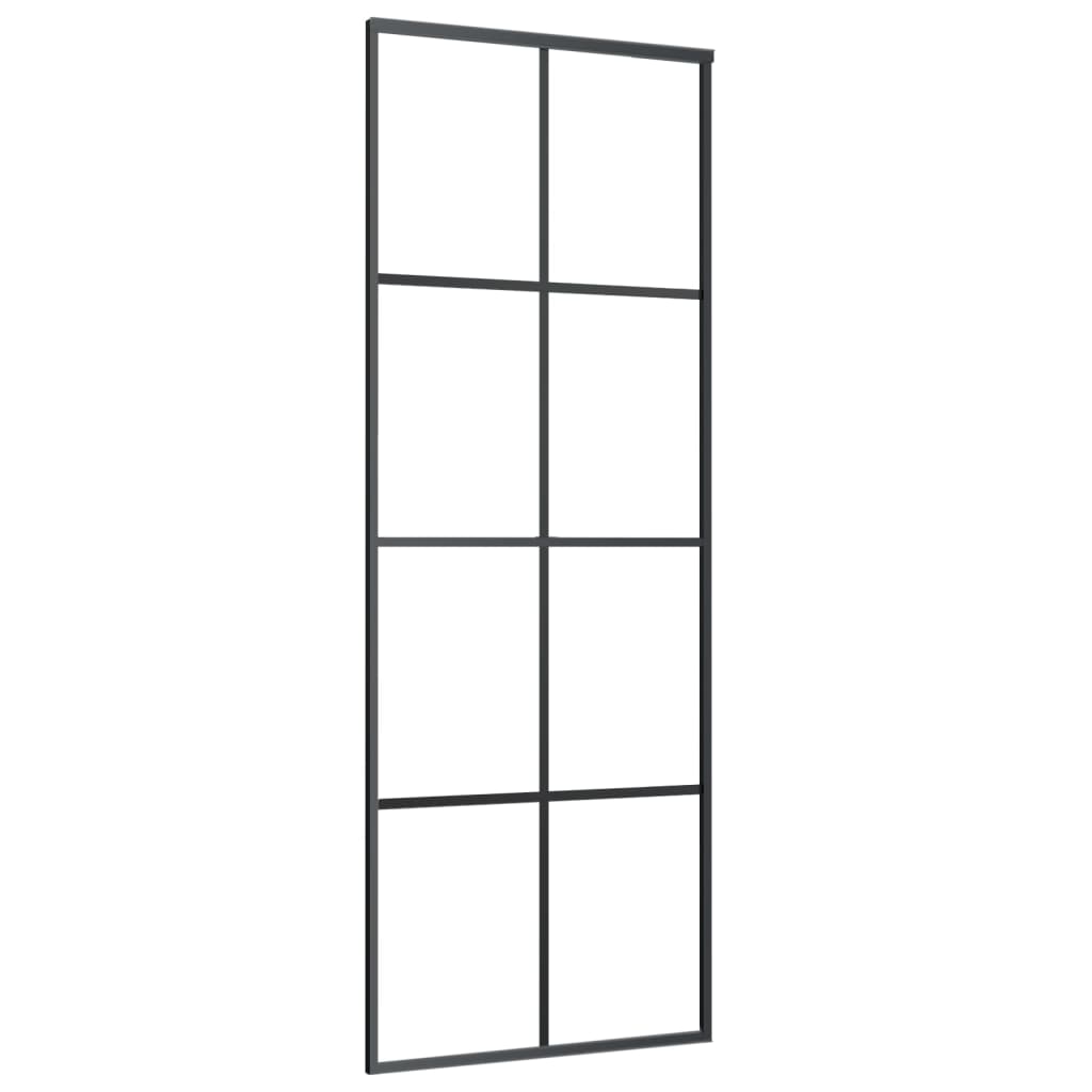 Sliding Door with Hardware Set ESG Glass&Aluminium 76 x 205 cm 4x2 grids