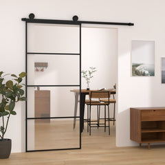Sliding Door with Hardware Set ESG Glass&Aluminium 90 x 205 cm 3 horizontal bars