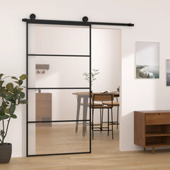 Sliding Door with Hardware Set ESG Glass&Aluminium 102.5 x 205 cm 3 horizontal bars
