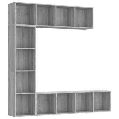 Conjunto de 3 muebles de TV y libros en gris Sonoma 180 x 30 x 180 cm