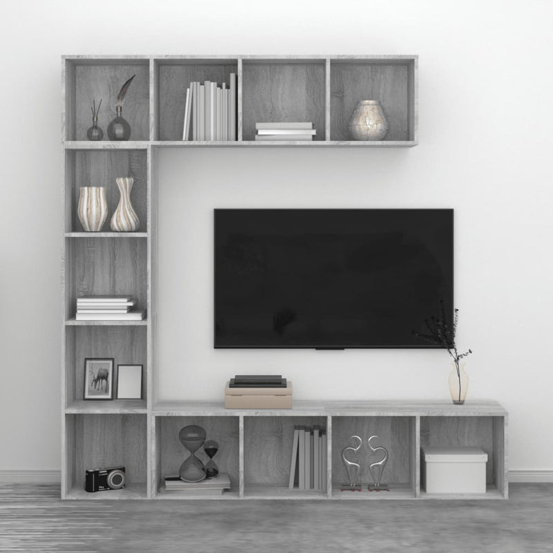 Conjunto de 3 muebles de TV y libros en gris Sonoma 180 x 30 x 180 cm