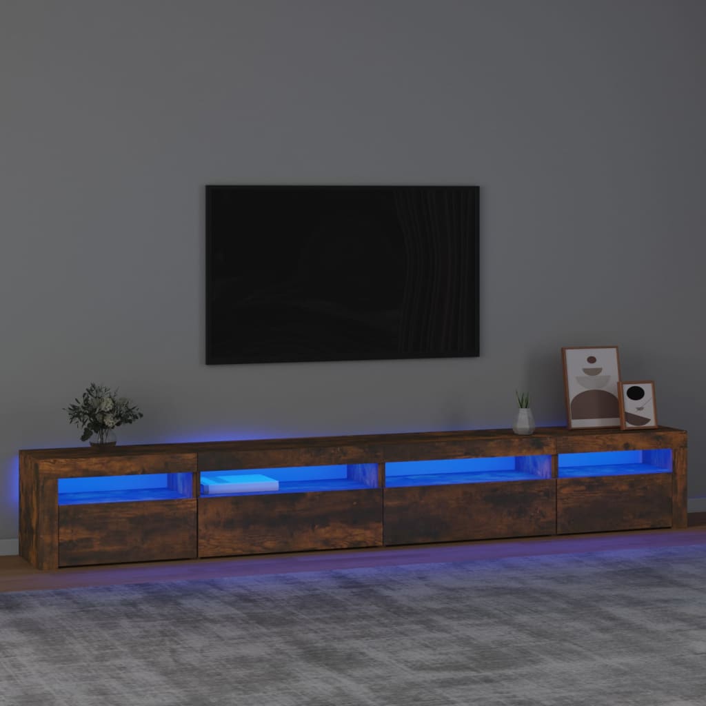 TV Cabinet with LED Lights 270x35x40 cm Smoked oak 270 cm