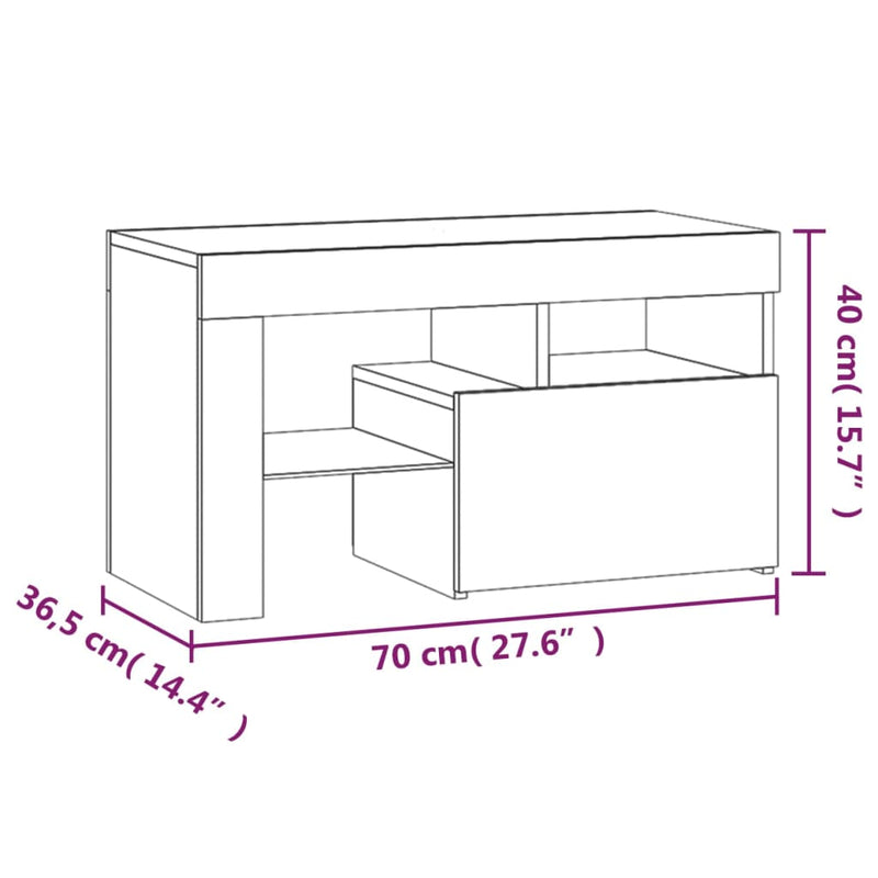 Bedside Cabinets 2 pcs with LED Lights White 70x36.5x40 cm