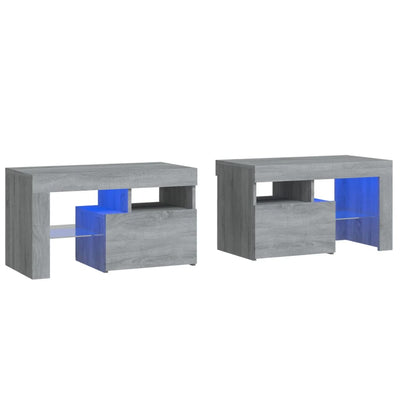 Bedside Cabinets 2 pcs with LED Lights Grey Sonoma 70x36.5x40 cm