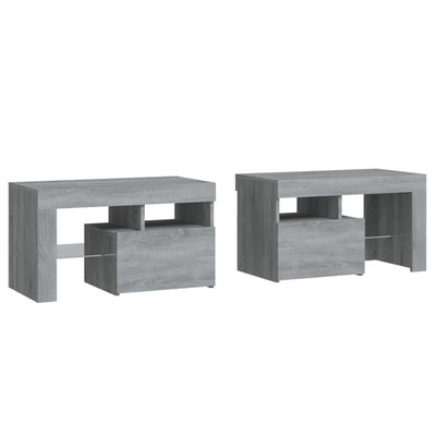 Bedside Cabinets 2 pcs with LED Lights Grey Sonoma 70x36.5x40 cm