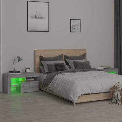 Bedside Cabinets 2 pcs with LED Lights Grey Sonoma 70x36.5x40 cm