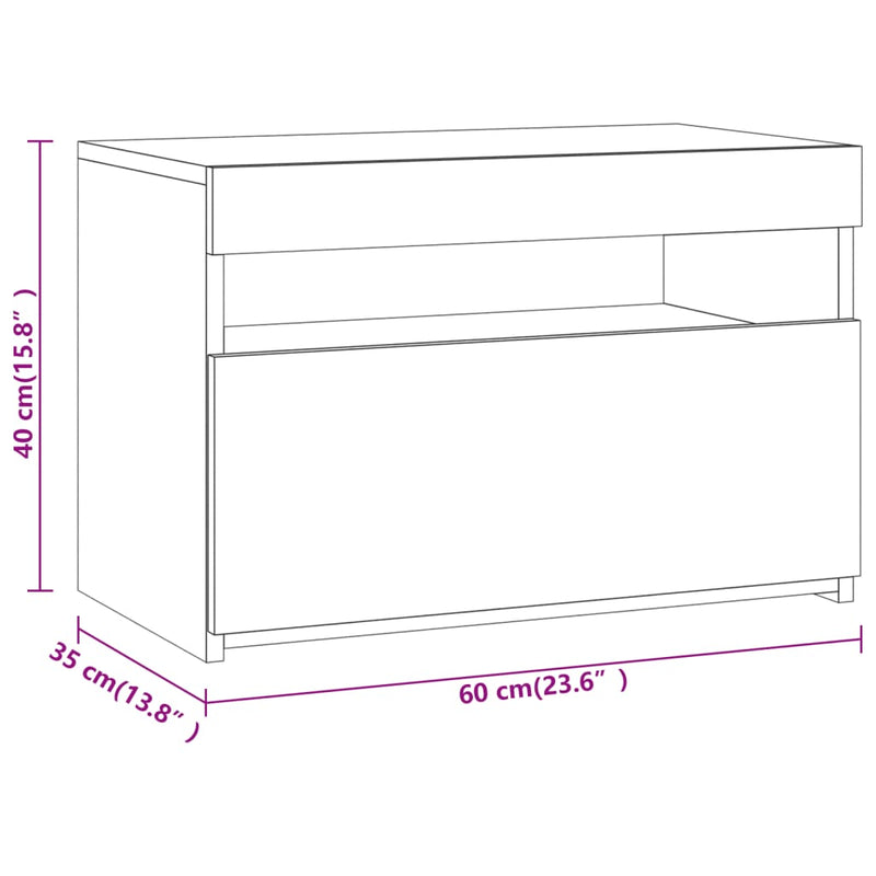 Bedside Cabinet with LED Lights Smoked Oak 60x35x40 cm