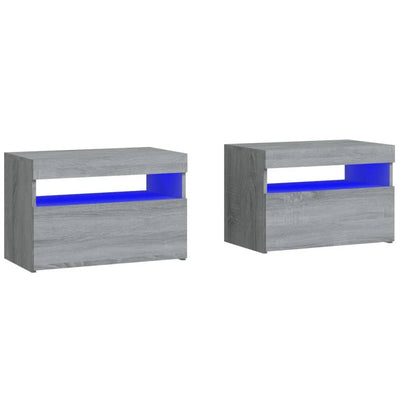 Bedside Cabinets 2 pcs with LED Lights Grey Sonoma 60x35x40 cm