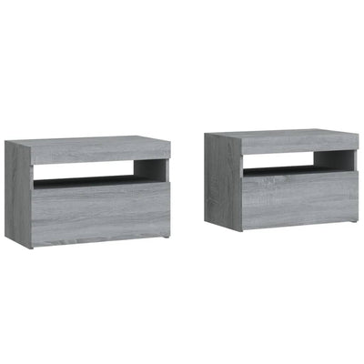 Bedside Cabinets 2 pcs with LED Lights Grey Sonoma 60x35x40 cm