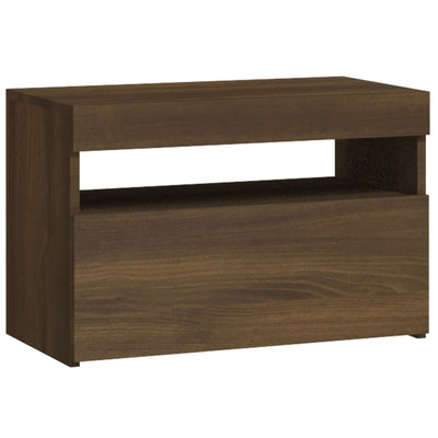 Bedside Cabinet with LED Lights Brown Oak 60x35x40 cm