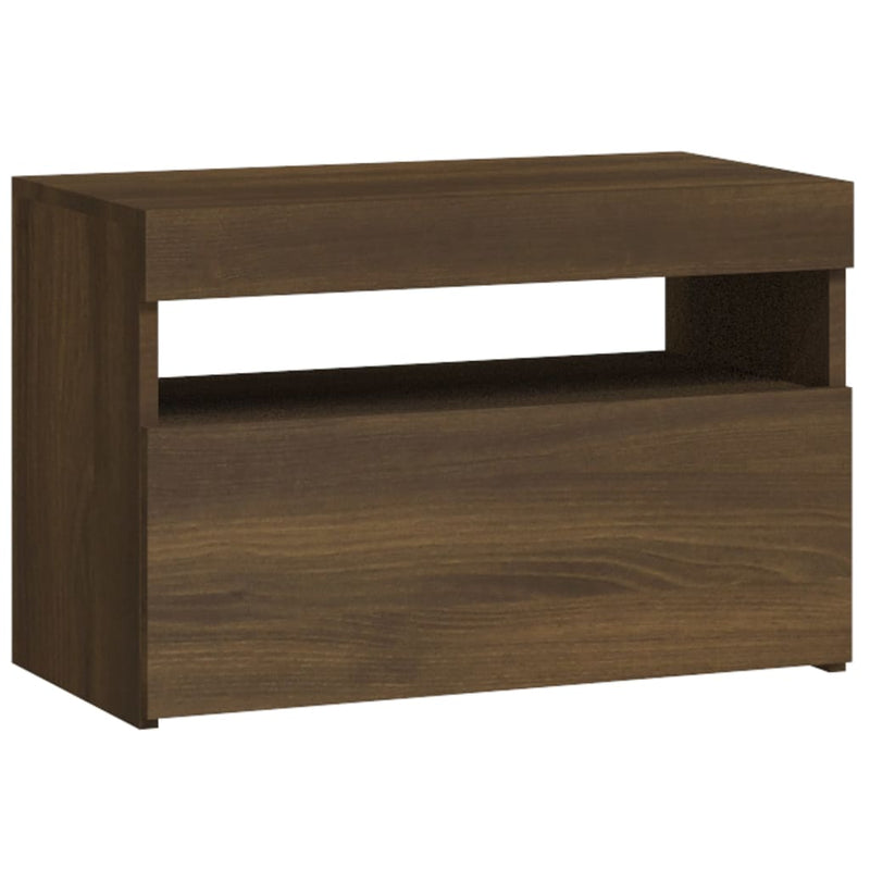 Bedside Cabinet with LED Lights Brown Oak 60x35x40 cm