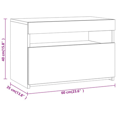 Bedside Cabinet with LED Lights Brown Oak 60x35x40 cm