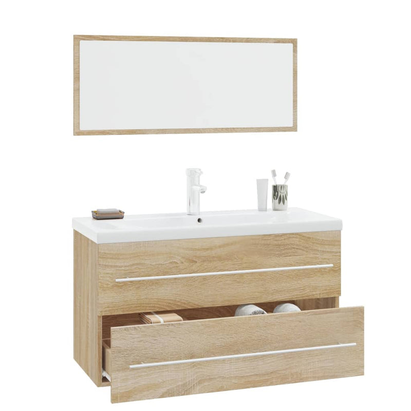 3 Piece Bathroom Furniture Set Sonoma Oak