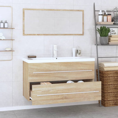 3 Piece Bathroom Furniture Set Sonoma Oak