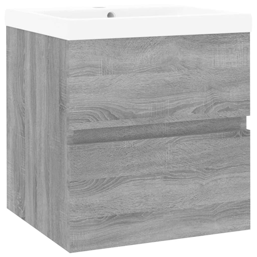 vidaXL Sink Cabinet with Built-in Basin Grey Sonoma Engineered Wood 2