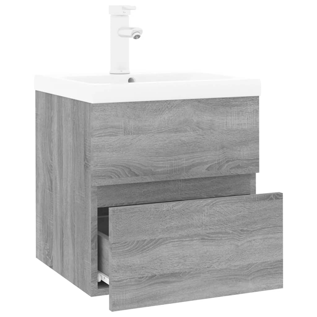 vidaXL Sink Cabinet with Built-in Basin Grey Sonoma Engineered Wood 4