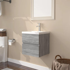 vidaXL Sink Cabinet with Built-in Basin Grey Sonoma Engineered Wood 1