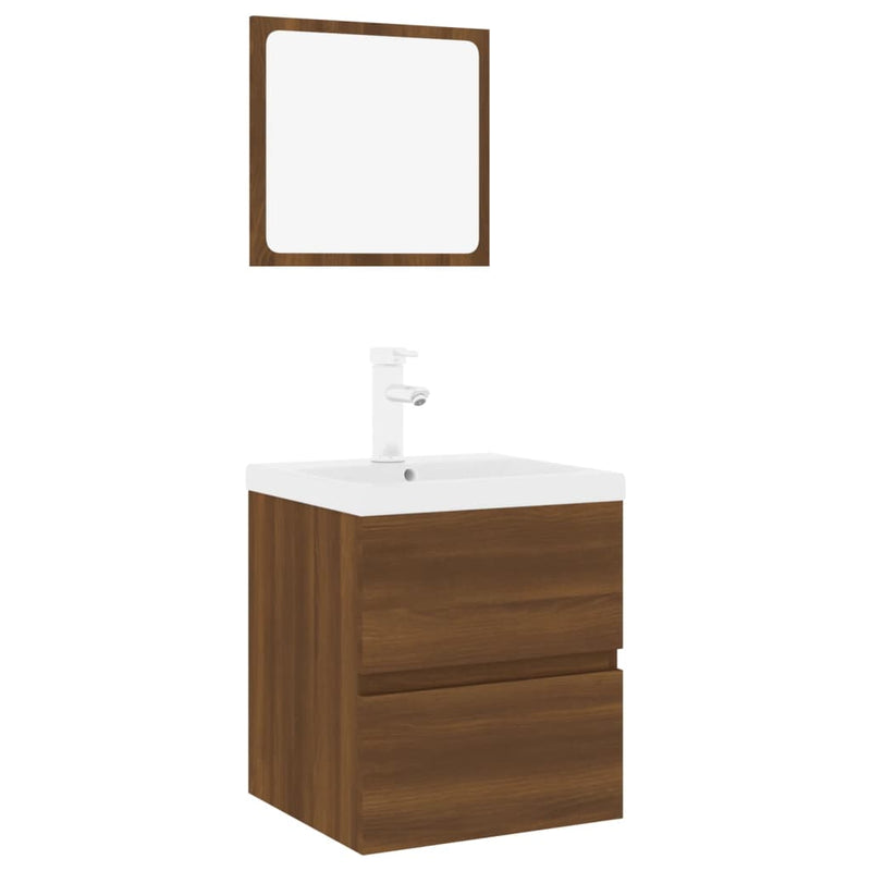 Bathroom Furniture Set Brown Oak Engineered Wood