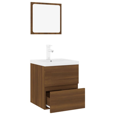 Bathroom Furniture Set Brown Oak Engineered Wood