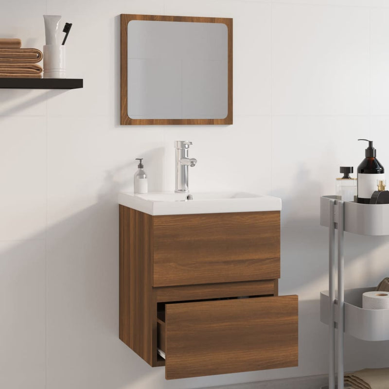 Bathroom Furniture Set Brown Oak Engineered Wood