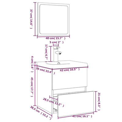 Bathroom Furniture Set Brown Oak Engineered Wood