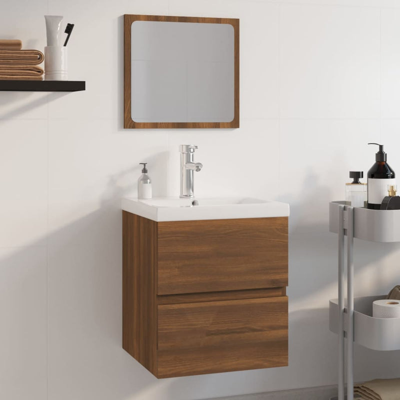 Bathroom Furniture Set Brown Oak Engineered Wood