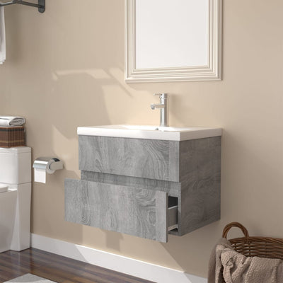 Sink Cabinet with Built-in Basin Grey Sonoma Engineered Wood