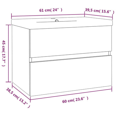 Sink Cabinet with Built-in Basin Grey Sonoma Engineered Wood