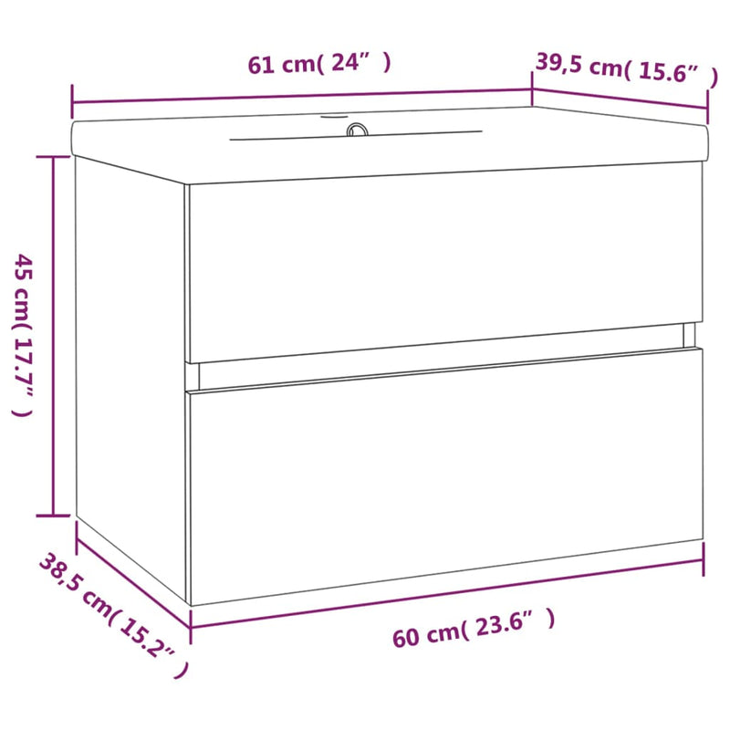 Sink Cabinet with Built-in Basin Grey Sonoma Engineered Wood