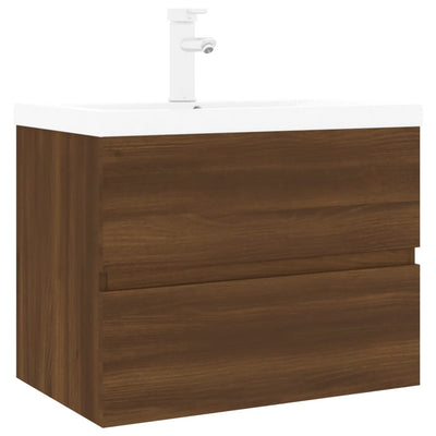 Sink Cabinet with Built-in Basin Brown Oak Engineered Wood