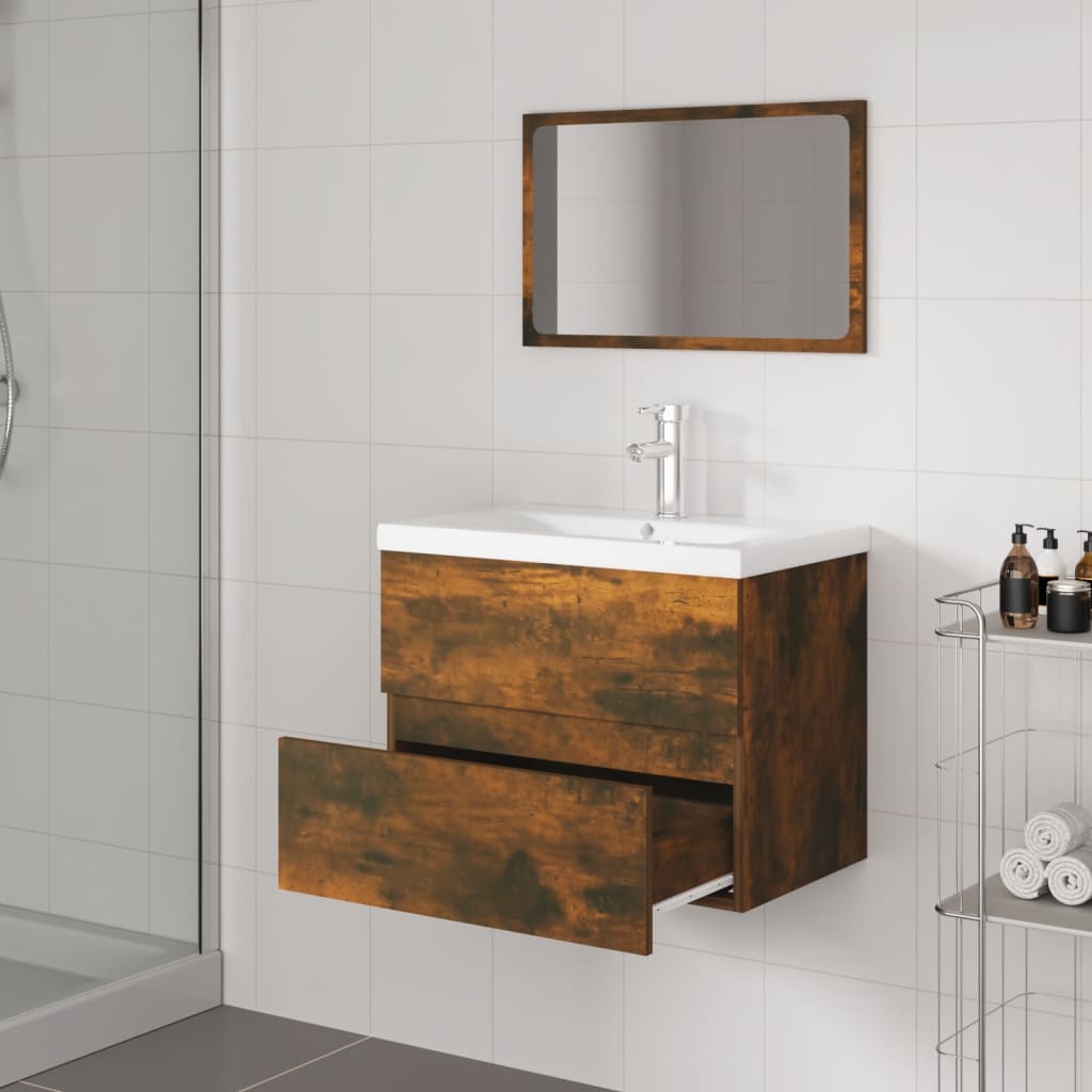 Bathroom Furniture Set Engineered Wood 60 x 38.5 x 45 cm Smoked oak