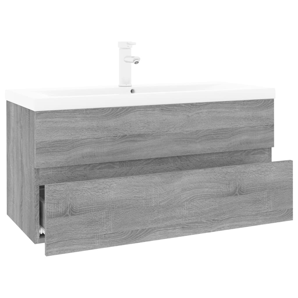 vidaXL Sink Cabinet with Built-in Basin Grey Sonoma Engineered Wood 2